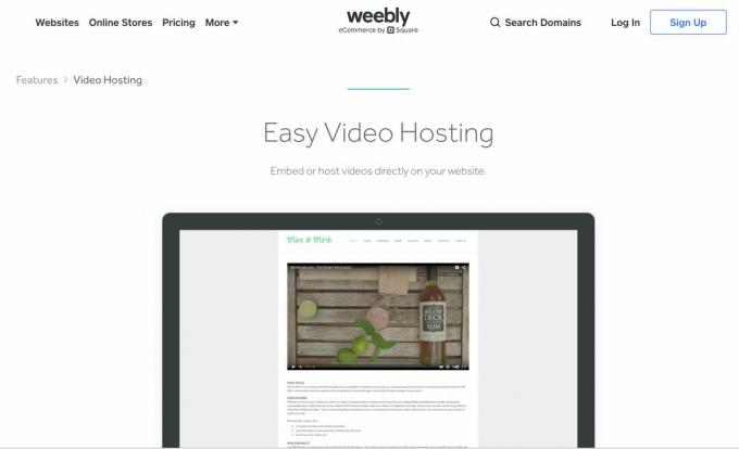 صفحة ميزات استضافة الفيديو Weebly