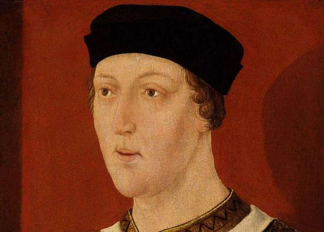 صورة للملك هنري السادس ملك إنجلترا يرتدي قبعة سوداء.