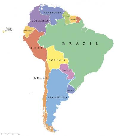 أمريكا الجنوبية خريطة واحدة للولايات السياسية