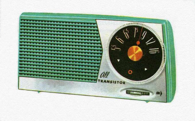 رسم توضيحي قديم لراديو ترانزستور محمول من خمسينيات القرن الماضي