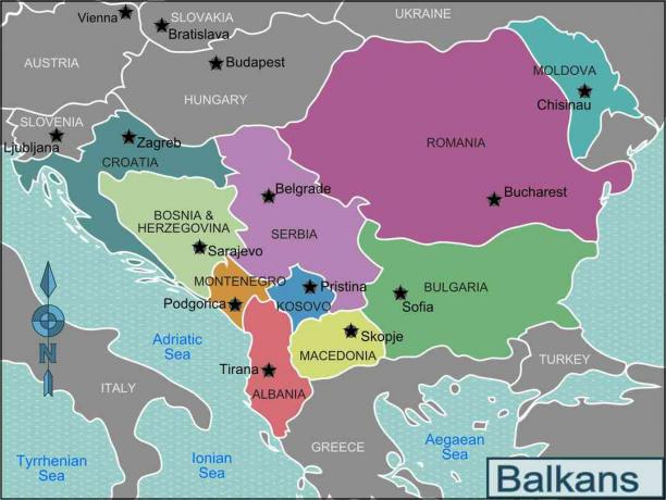 خريطة دول البلقان