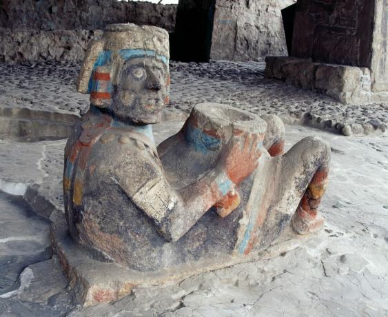 Chac Mool في عمدة Templo ، Tenochtitlan