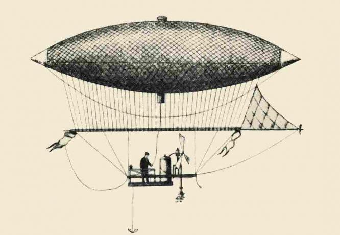 Dirigible من تصميم المهندس الفرنسي هنري جيفارد (1825-1882) في عام 1852