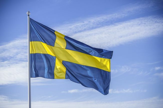 علم الأمة السويدية في ضوء الشمس