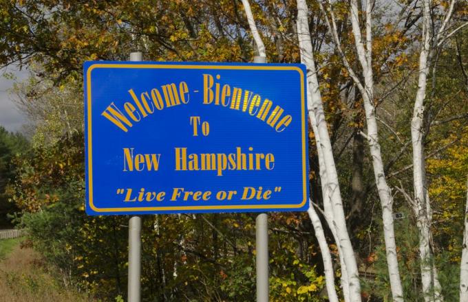 Cartel de bienvenida al estado de Nuevo Hampshire