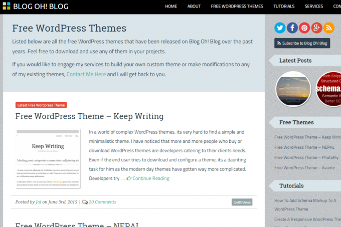 موضوعات WordPress المجانية في Blog Oh! مدونة او مذكرة