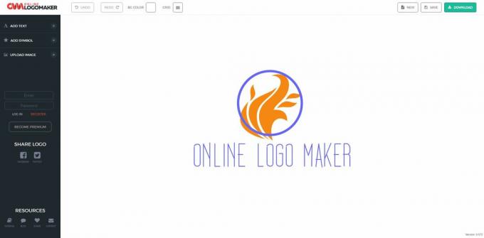 لقطة شاشة لمساحة عمل Online Logo Maker